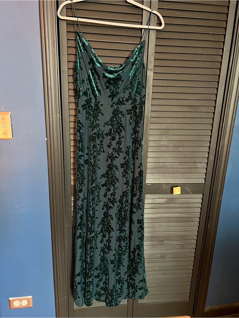 Trixxi Emerald Green Floral Burnout Slip Dress